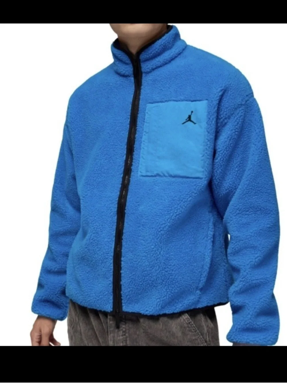 Jordan Blue Sherpa Full-Zip Jacket with Black Trim new